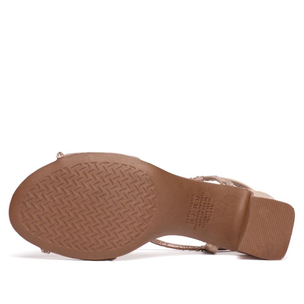 Sandália Feminina Mississipi Bloco Metalizada Rosé/Bege Rose 2