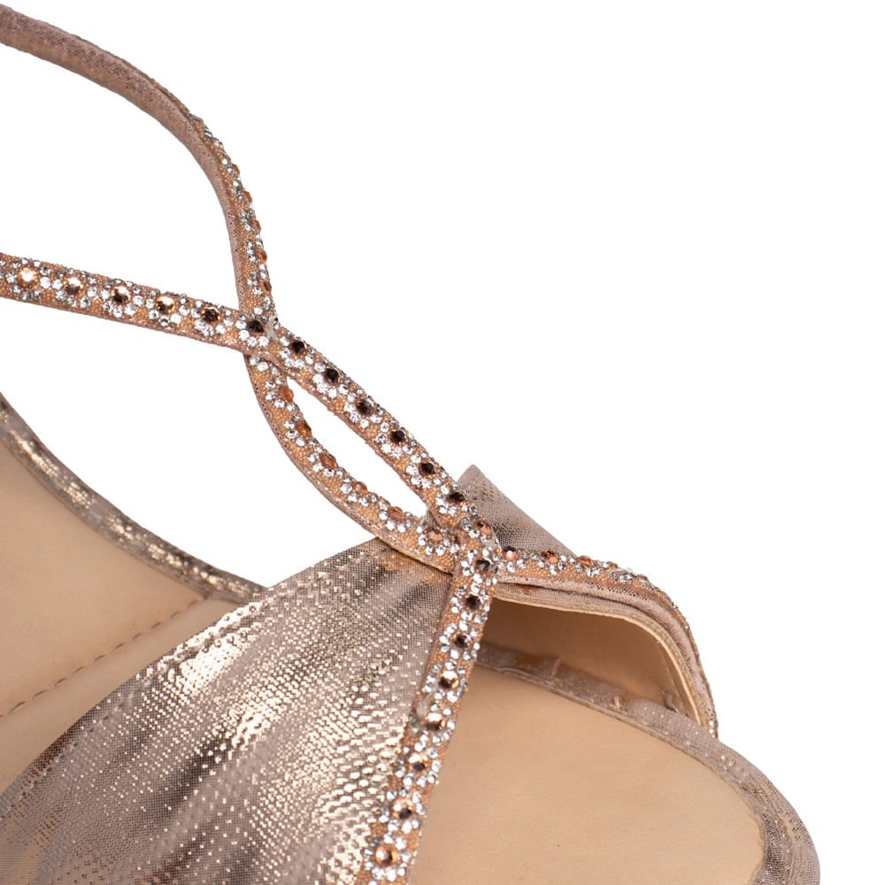 Sandália Feminina Mississipi Bloco Metalizada Rosé/Bege Rose 5