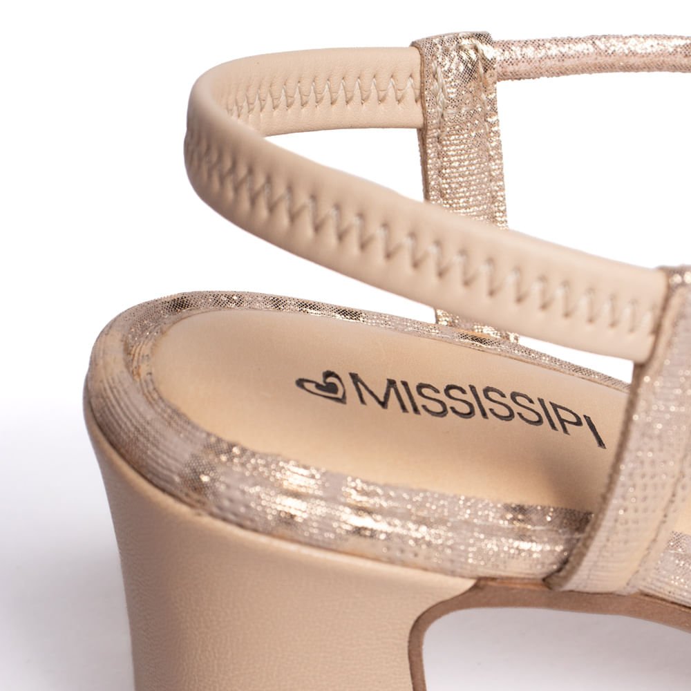 Sandália Feminina Mississipi Bloco Metalizada Rosé/Bege Rose 6