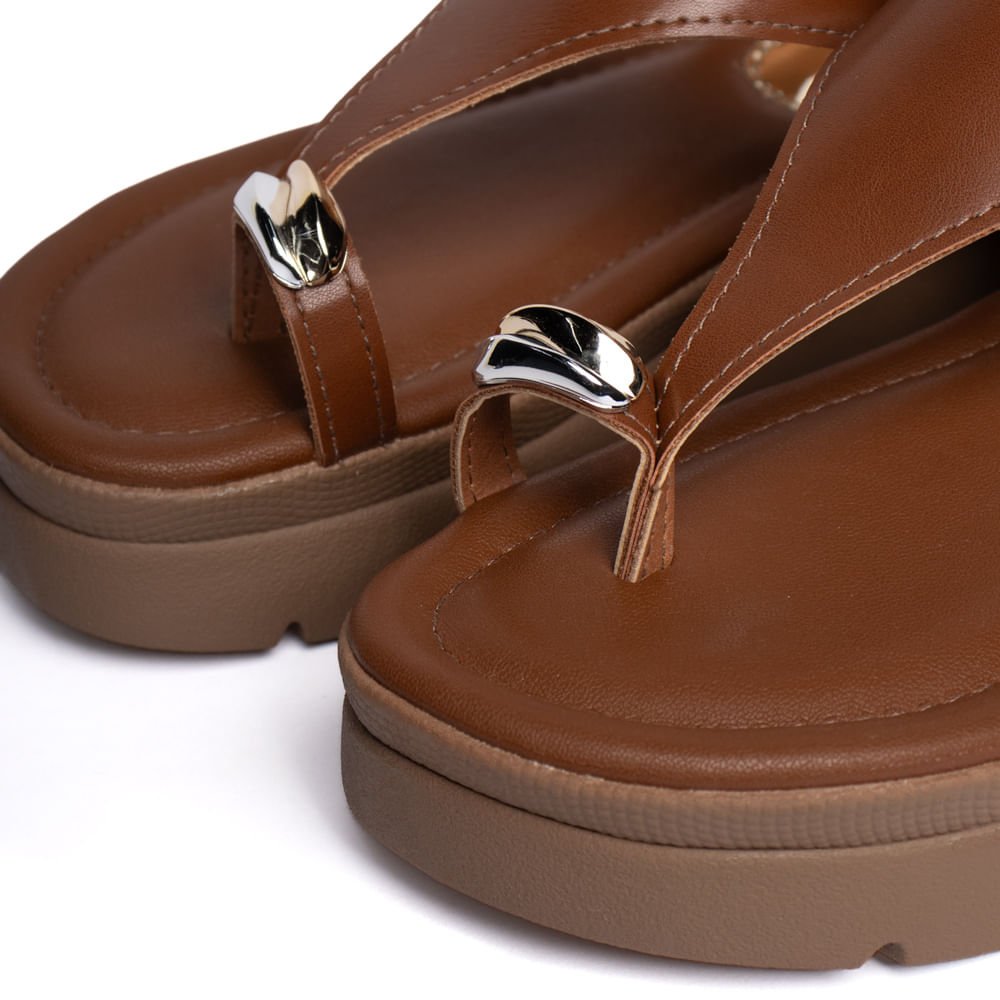 Sandália Feminina Mississipi Flatform Tira De Dedo Marrom Marrom 6