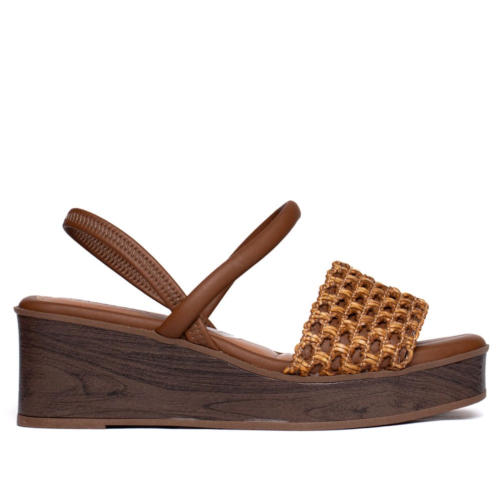 Sandália Feminina Mississipi Anabela Tramado Marrom