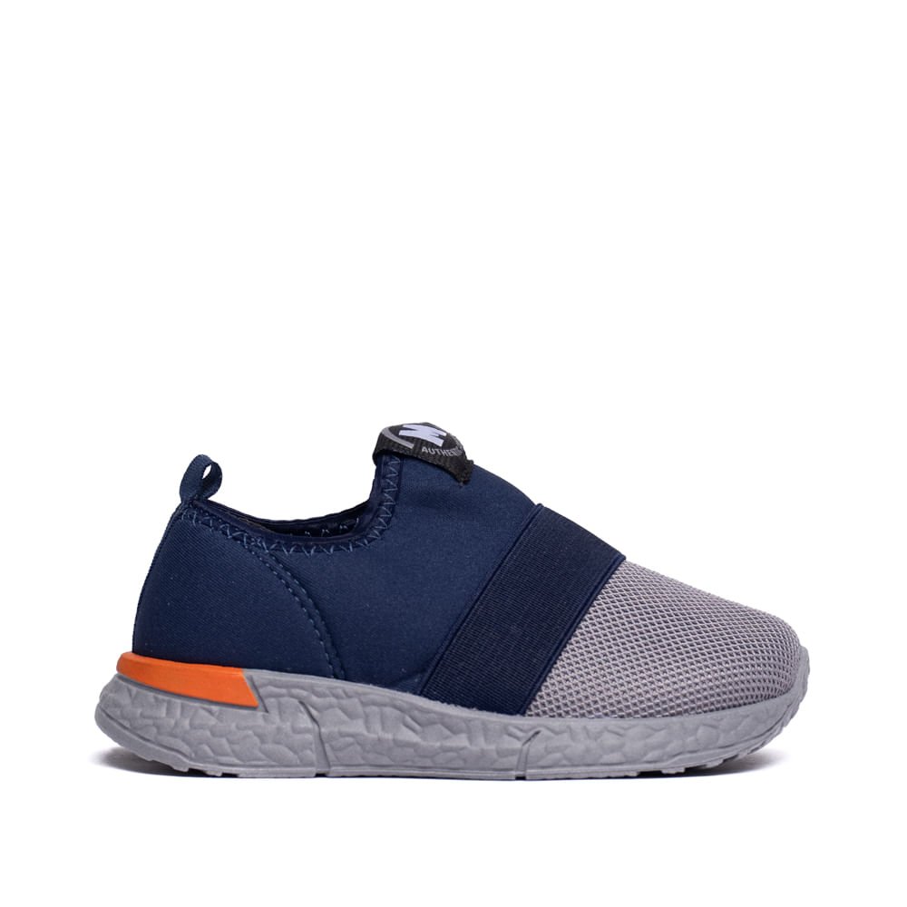Tênis Infantil Molekinho Malha Neoplex Slip-in Marinho/Cinza