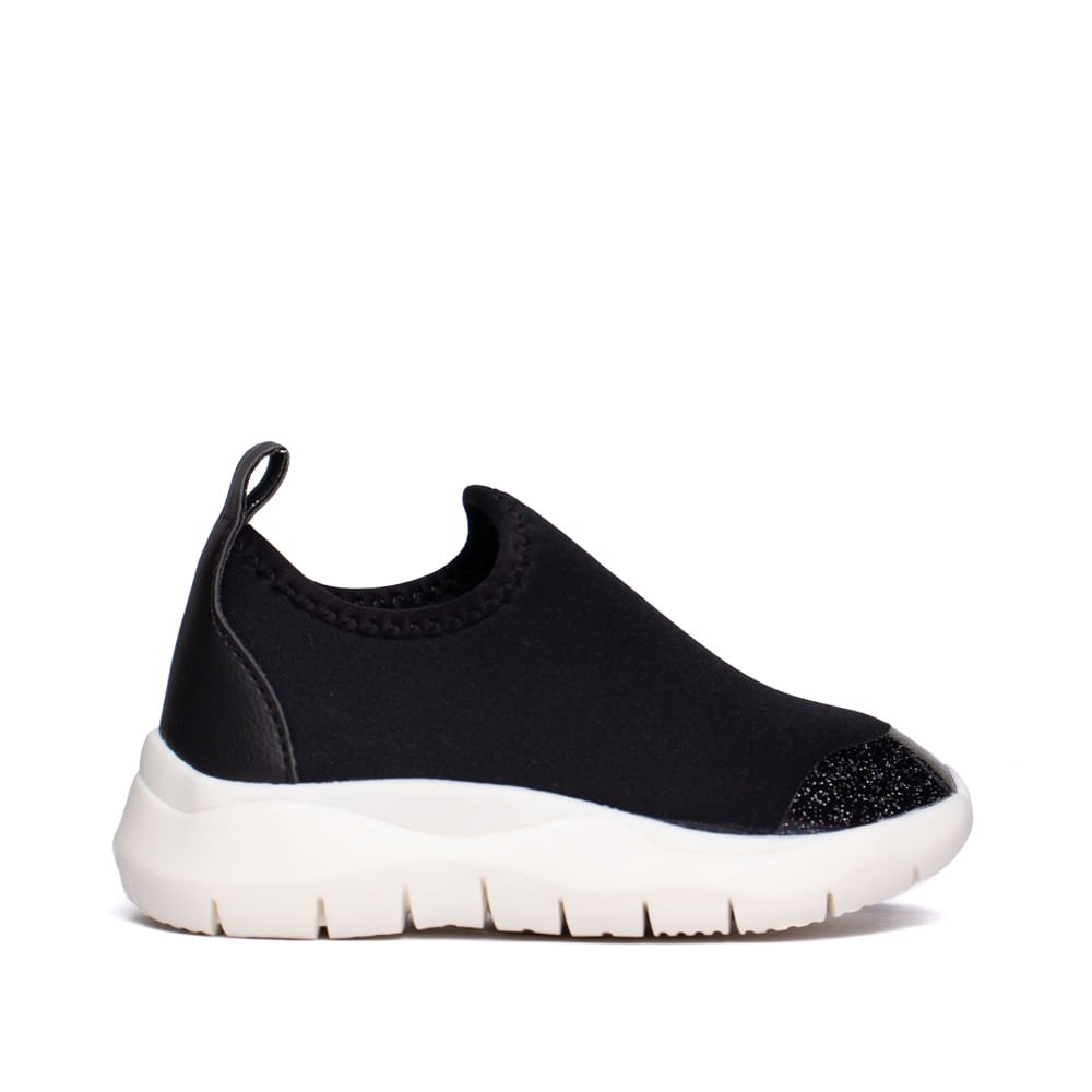 Tênis Infantil Novopé Flexível Glitter Preto/Branco/Pink