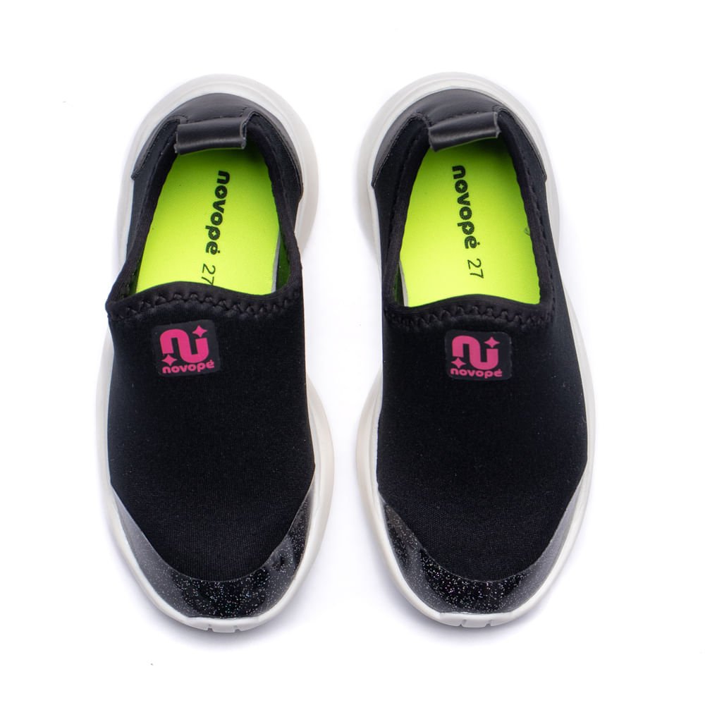 Tênis Infantil Novopé Flexível Glitter Preto/Branco/Pink Preto/Branco 4