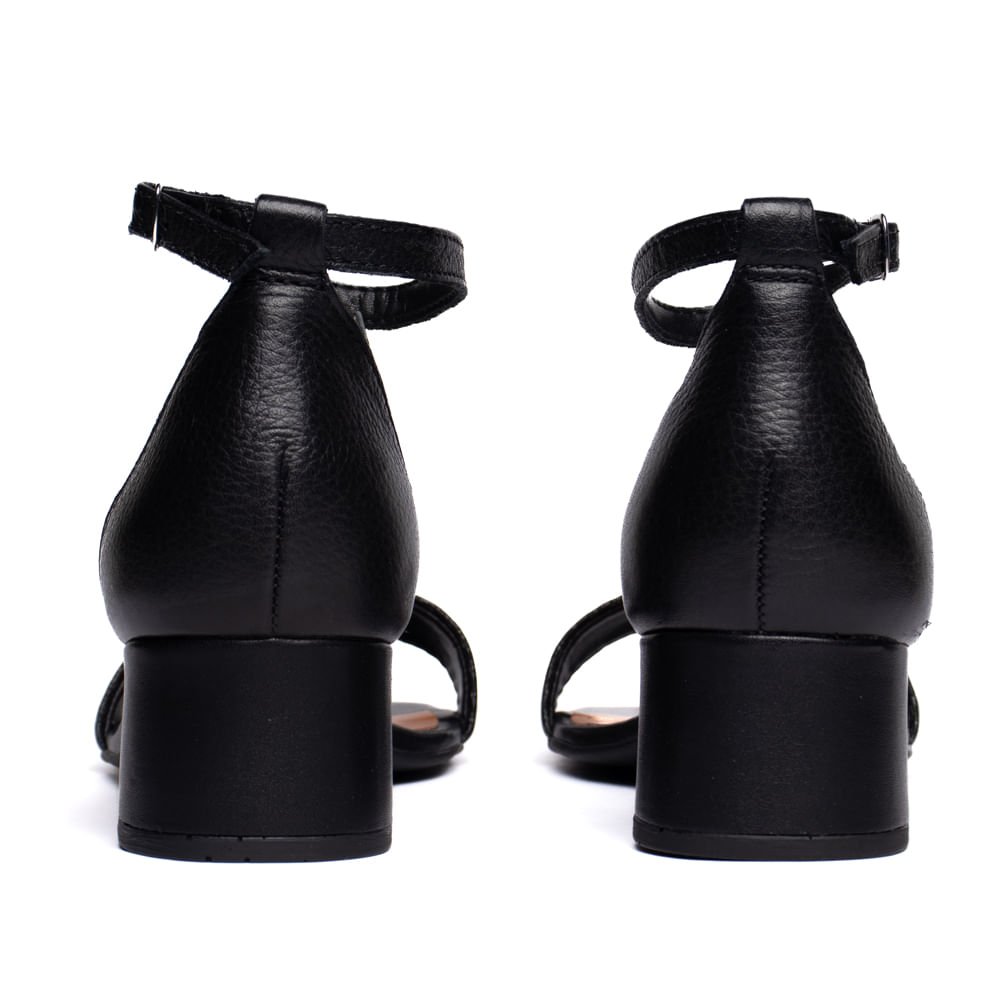 Sandália Feminina Bottero Couro Burnish Salto Bloco Preto Preto 3