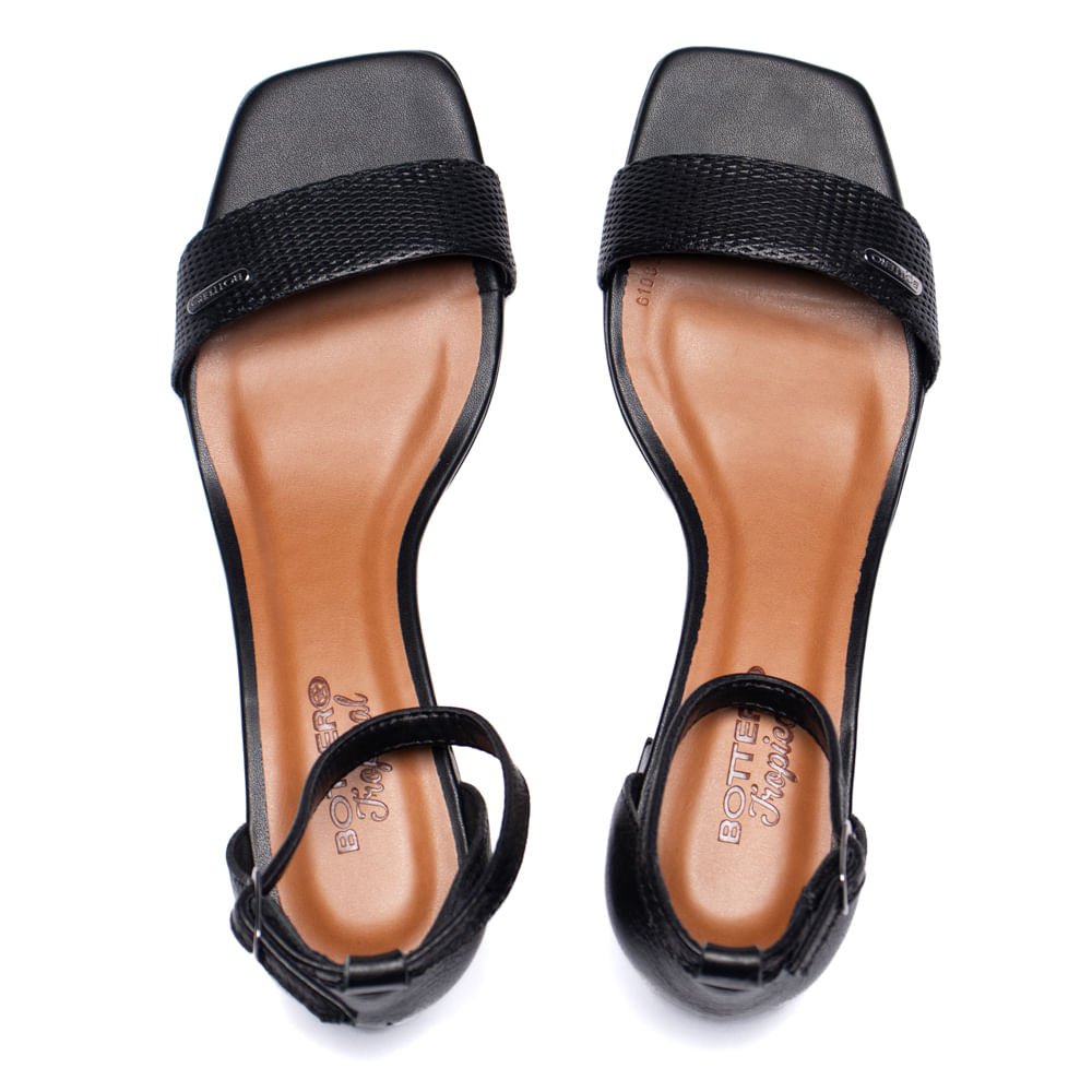 Sandália Feminina Bottero Couro Burnish Salto Bloco Preto Preto 4