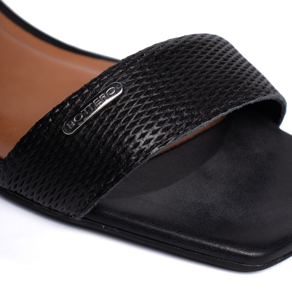 Sandália Feminina Bottero Couro Burnish Salto Bloco Preto Preto 5