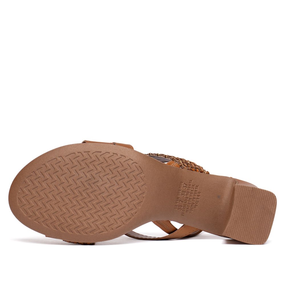 Sandália Feminina Mississipi Salto Bloco Tramado Caramelo Caramelo 2