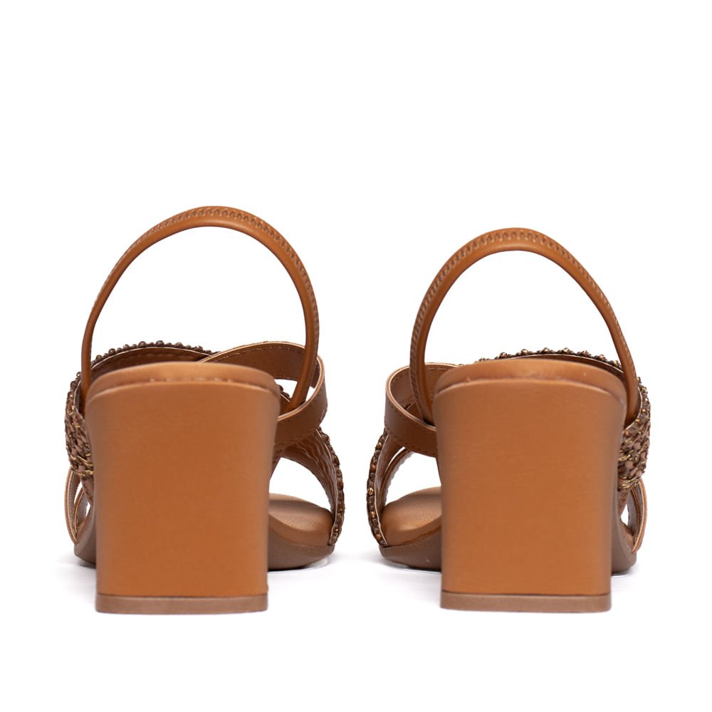 Sandália Feminina Mississipi Salto Bloco Tramado Caramelo Caramelo 3