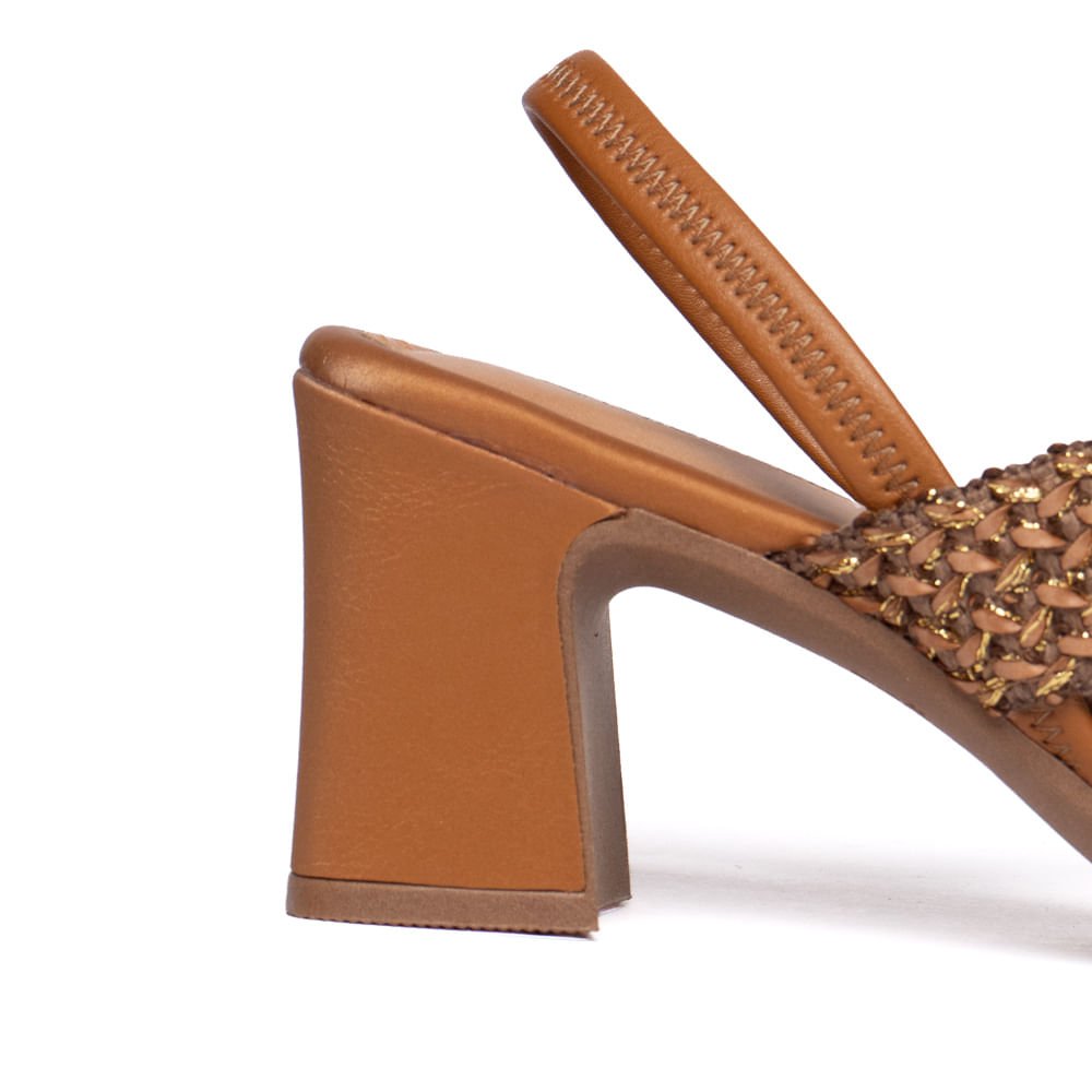 Sandália Feminina Mississipi Salto Bloco Tramado Caramelo Caramelo 5