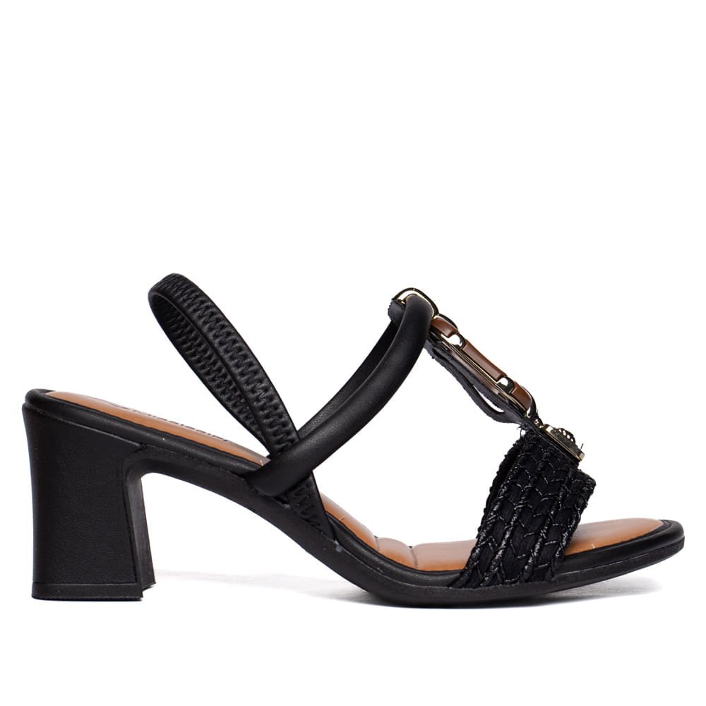 Sandália Feminina Mississipi Salto Bloco Artesanal Preto