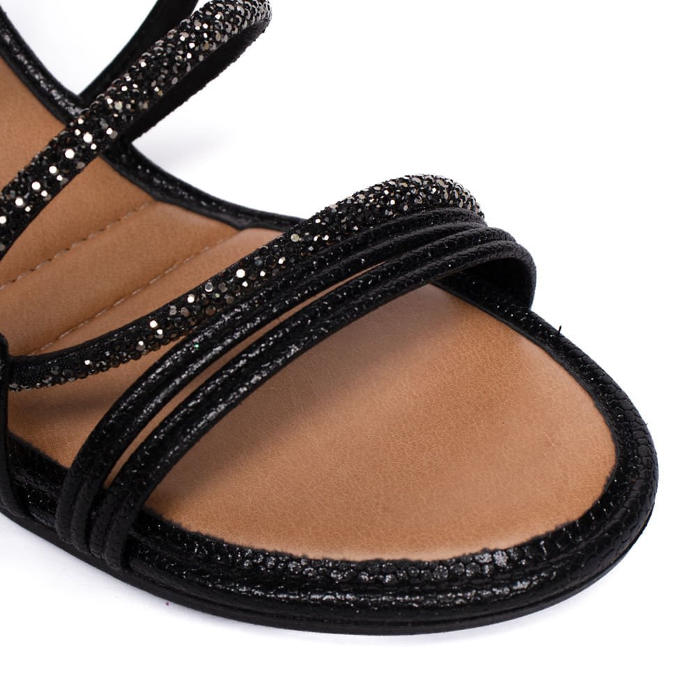Sandália Feminina Mississipi Salto Bloco Strass Preto Preto 5