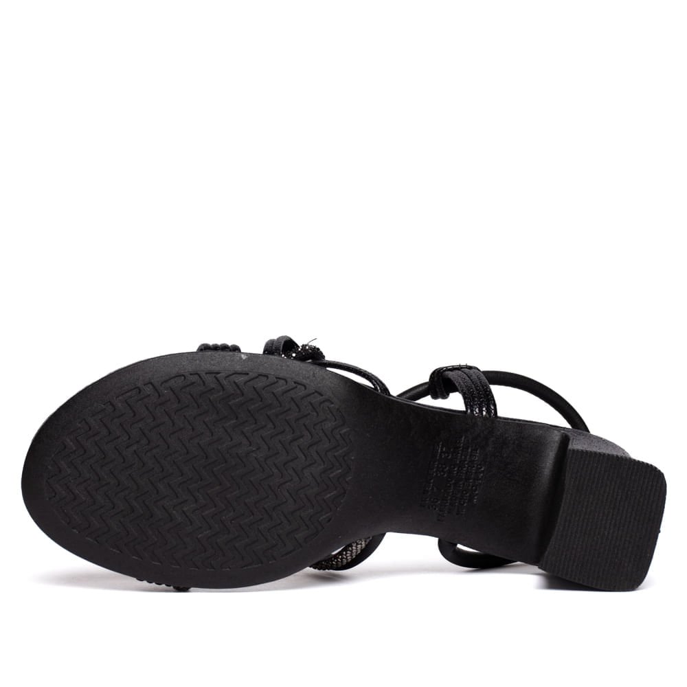 Sandália Feminina Mississipi Salto Bloco Strass Preto Preto 2