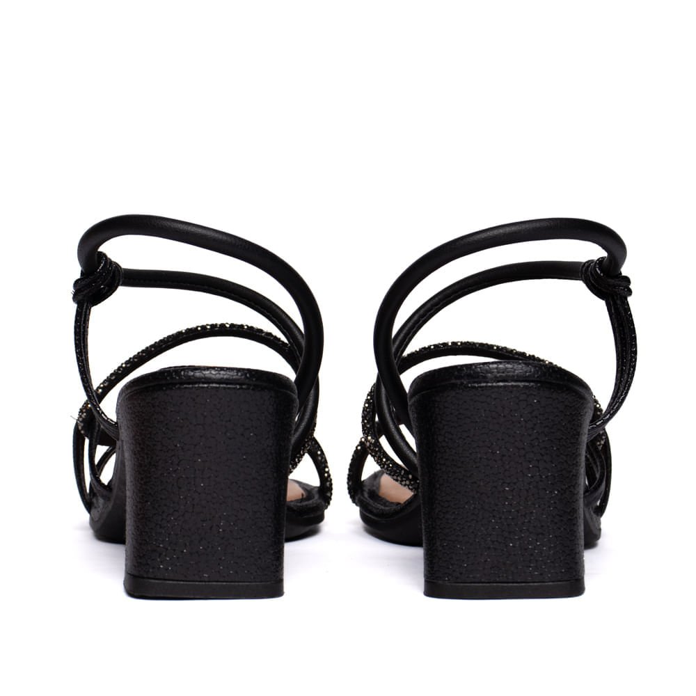 Sandália Feminina Mississipi Salto Bloco Strass Preto Preto 3