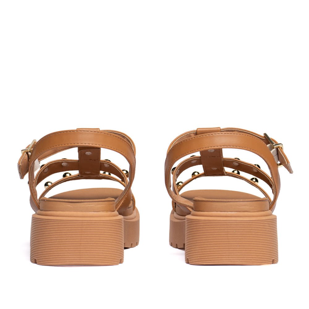 Sandália Feminina Vizzano Aplicações Douradas Caramelo Caramelo 3