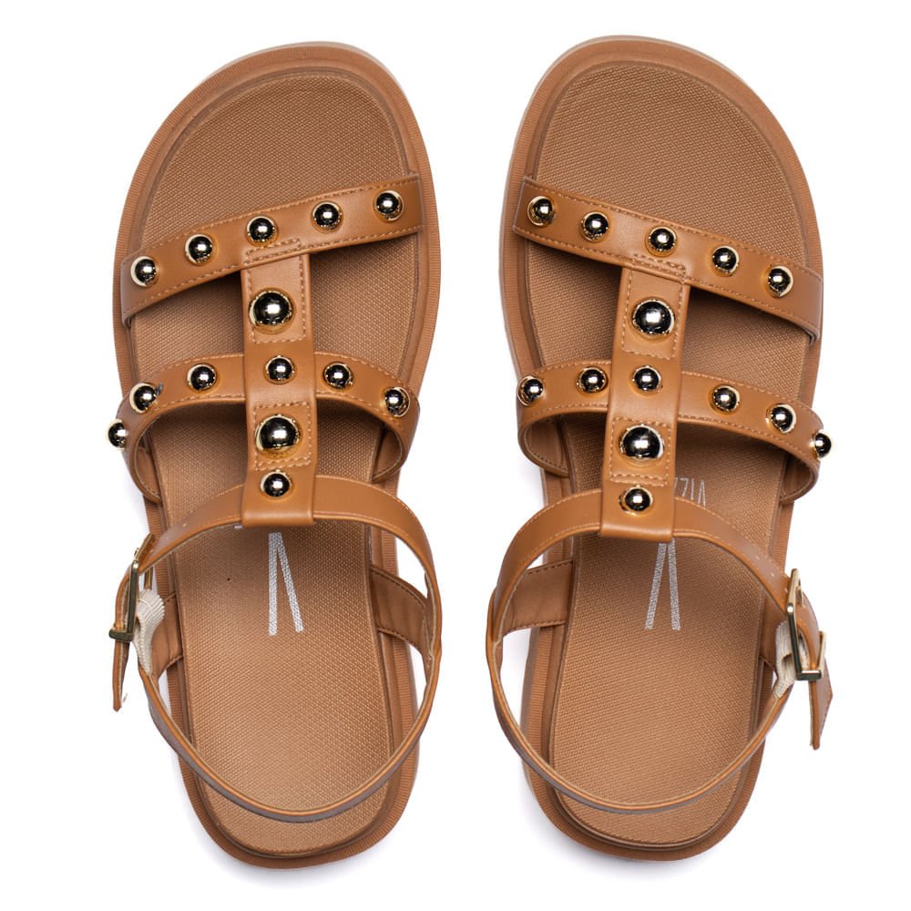 Sandália Feminina Vizzano Aplicações Douradas Caramelo Caramelo 4