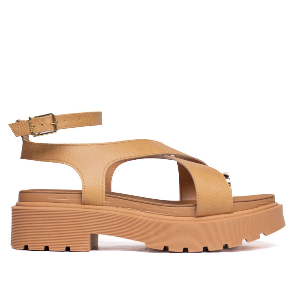 Sandália Feminina Vizzano Flatform Tira Dedo Caramelo