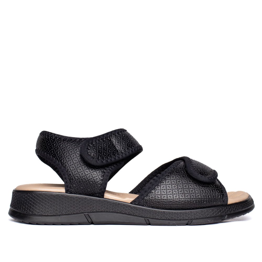 Sandália Feminina Piccadilly Anabela Médio Wide Fit Preto