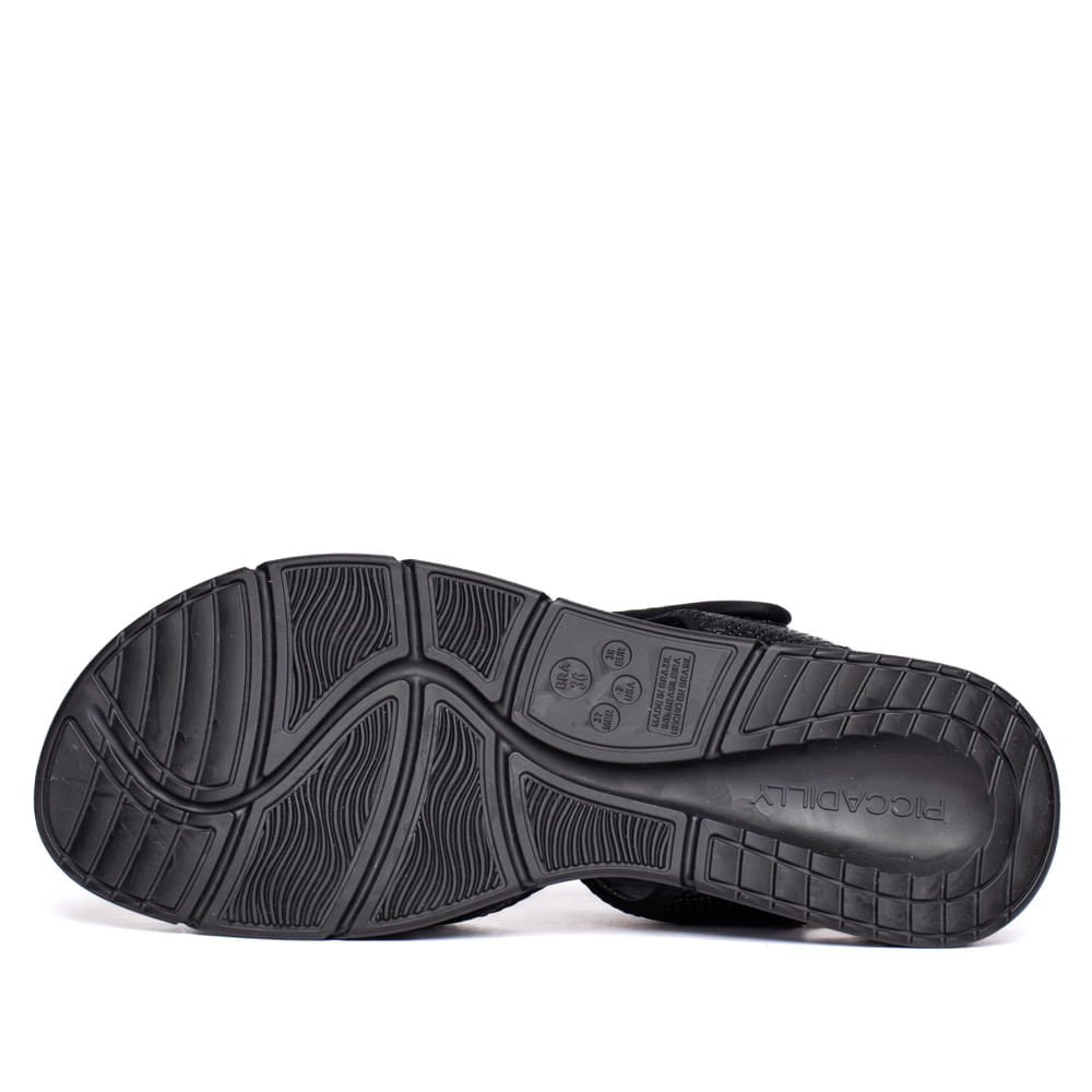 Sandália Feminina Piccadilly Anabela Médio Wide Fit Preto Preto 2