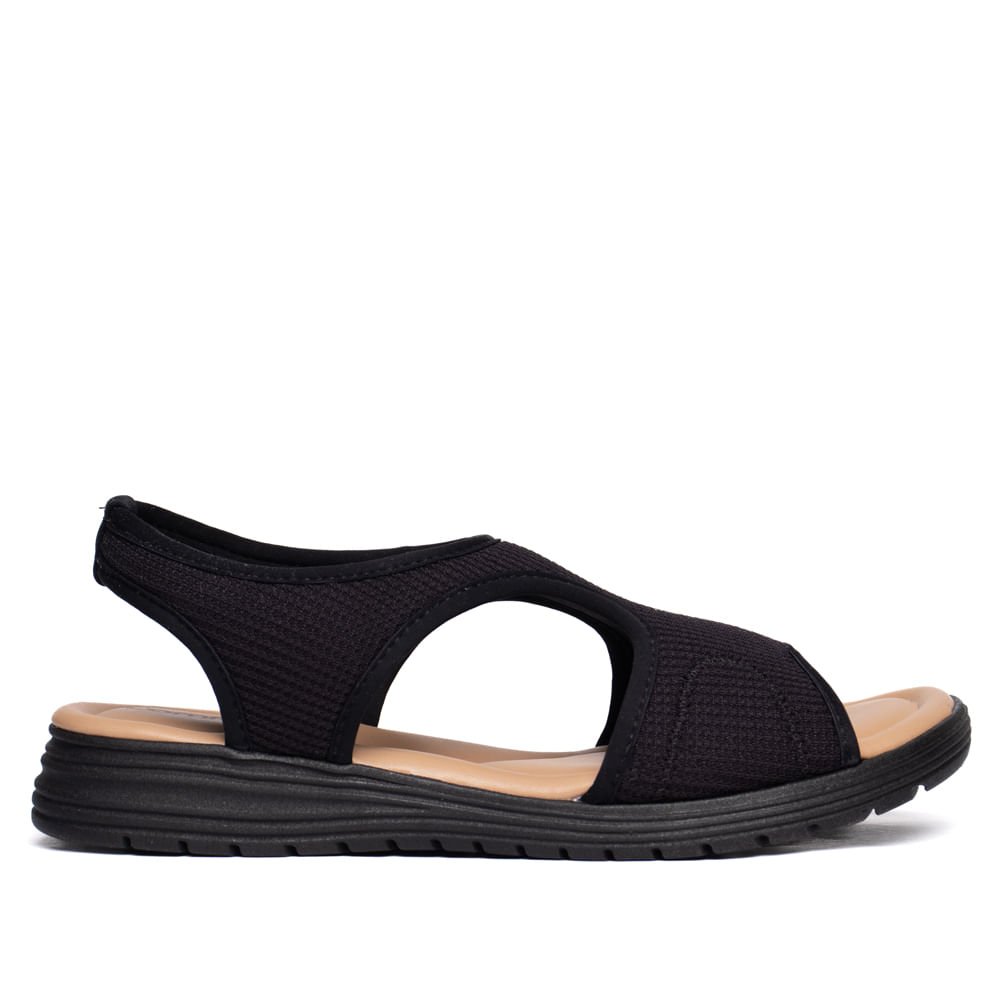 Sandália Feminina Comfortflex Tecido Elástico Preto
