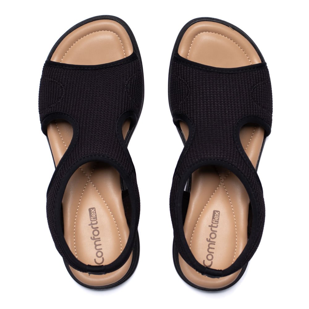 Sandália Feminina Comfortflex Tecido Elástico Preto Preto 4