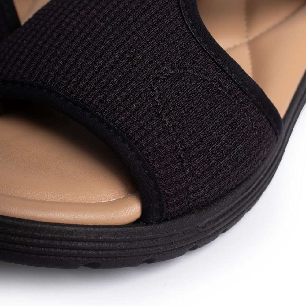 Sandália Feminina Comfortflex Tecido Elástico Preto Preto 5
