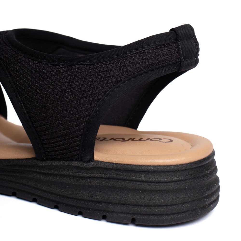 Sandália Feminina Comfortflex Tecido Elástico Preto Preto 6