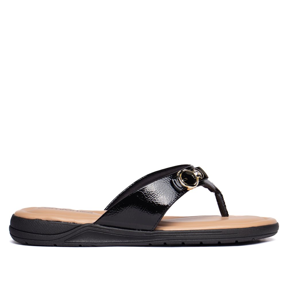 Chinelo Feminino Comfortflex Flatform Verniz Preto Preto 2