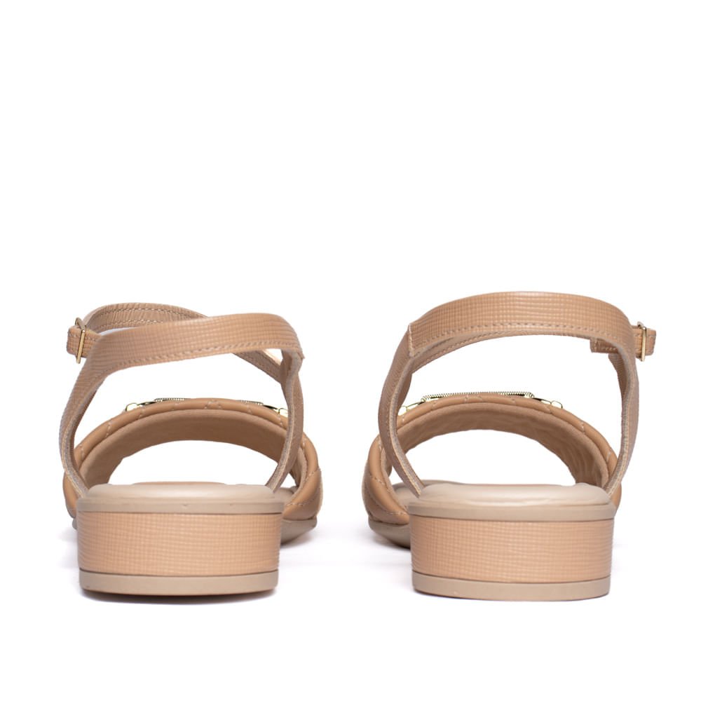 Sandália Feminina Piccadilly Salto Baixo Wide Fit Napa Nude Nude 3