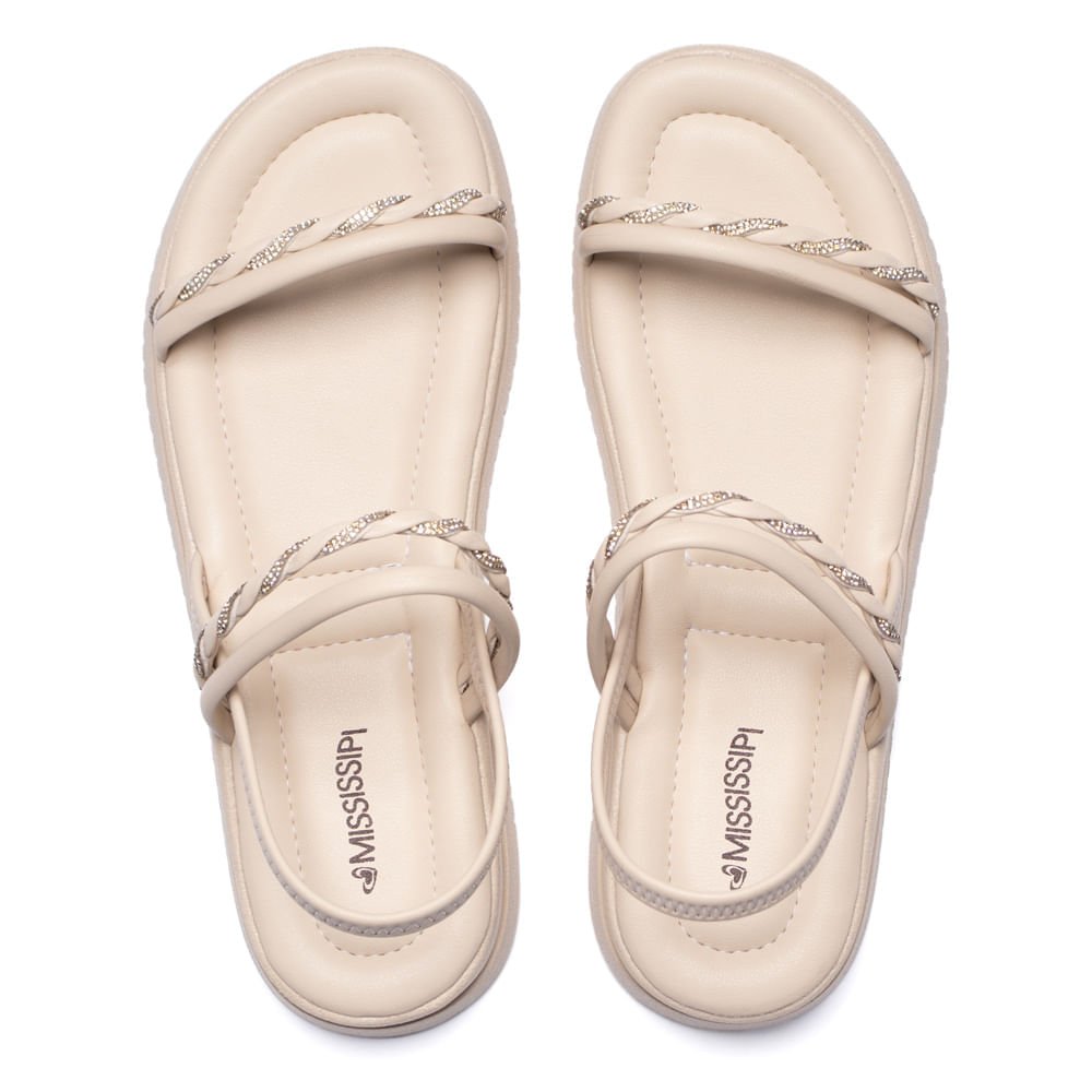 Sandália Feminina Mississipi Flatform Napa Strass Bege Bege 3