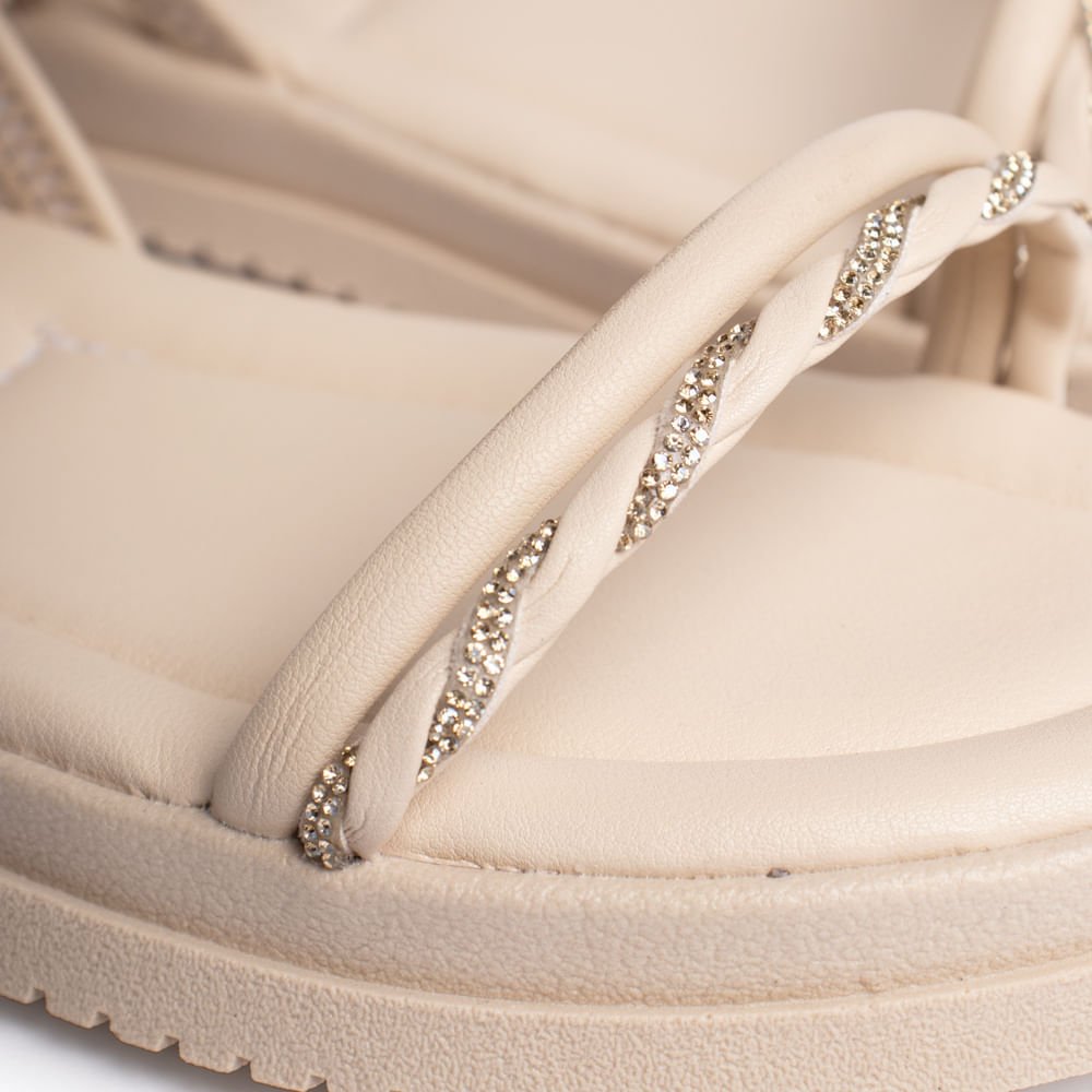 Sandália Feminina Mississipi Flatform Napa Strass Bege Bege 4