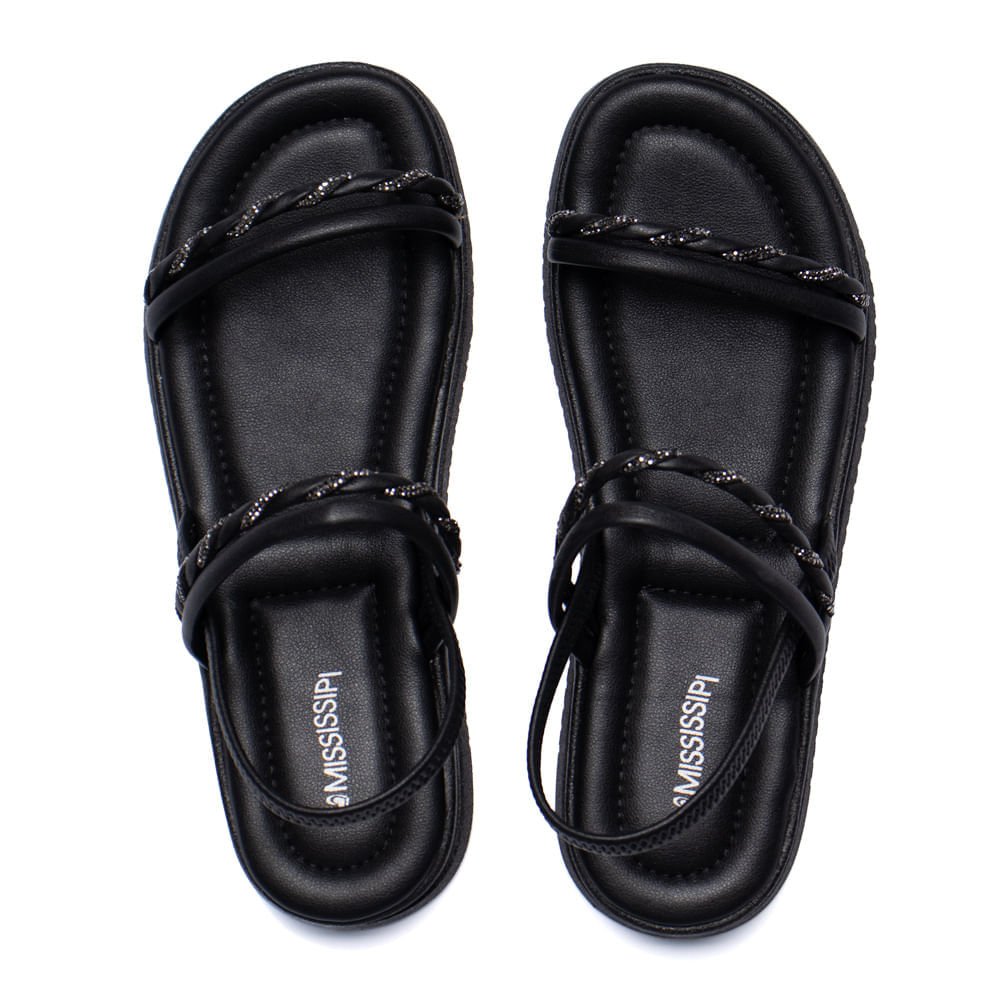 Sandália Feminina Mississipi Flatform Napa Strass Preto Preto 4