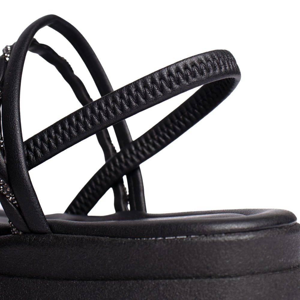 Sandália Feminina Mississipi Flatform Napa Strass Preto Preto 6