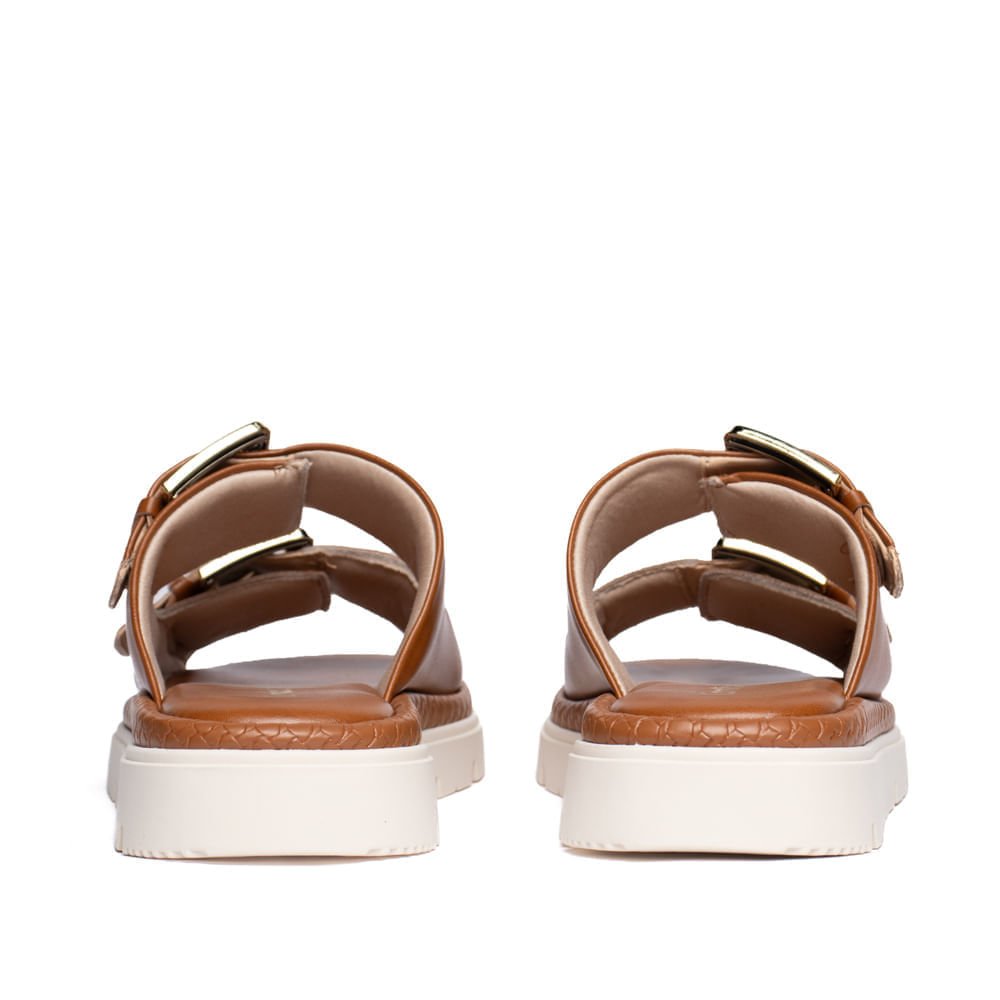 Tamanco Feminino Comfortflex com Fivelas Napa Marrom Marrom 3