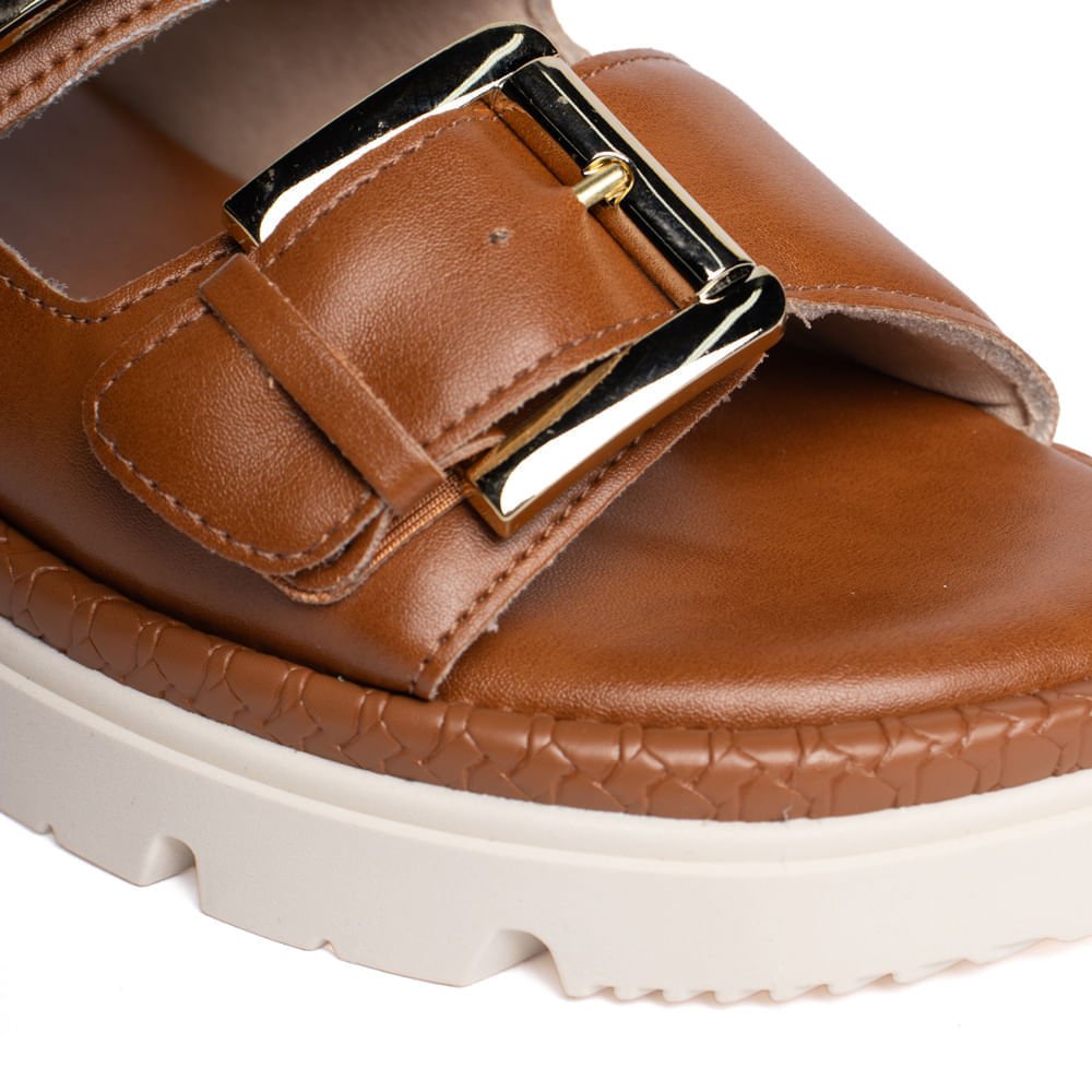 Tamanco Feminino Comfortflex com Fivelas Napa Marrom Marrom 5