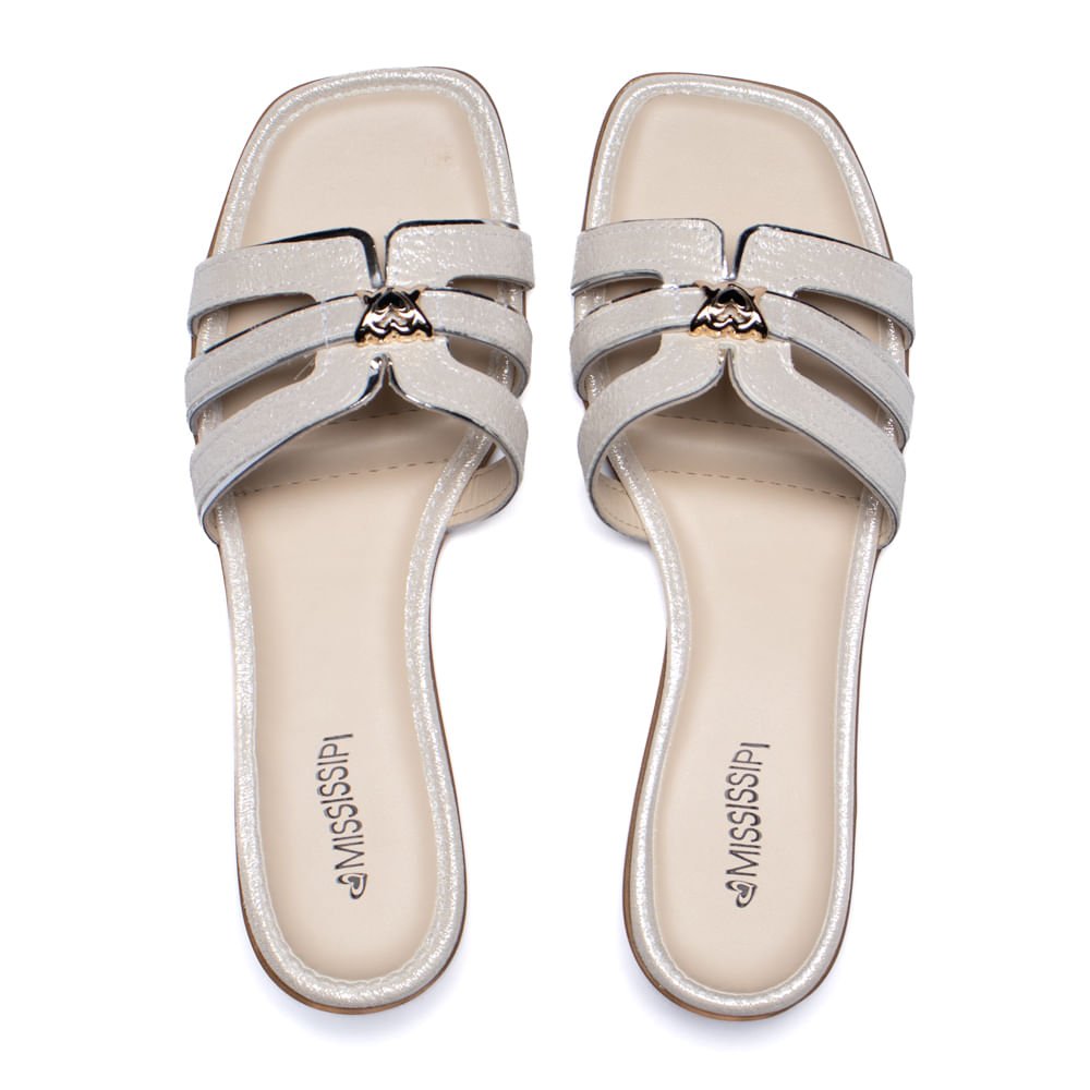 Tamanco Feminino Mississipi Salto Baixo Off White/Prata Off White 4