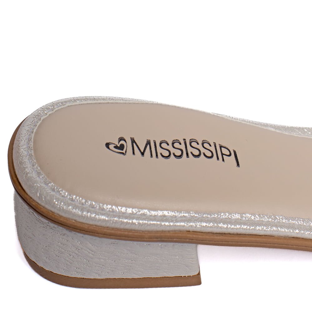Tamanco Feminino Mississipi Salto Baixo Off White/Prata Off White 6