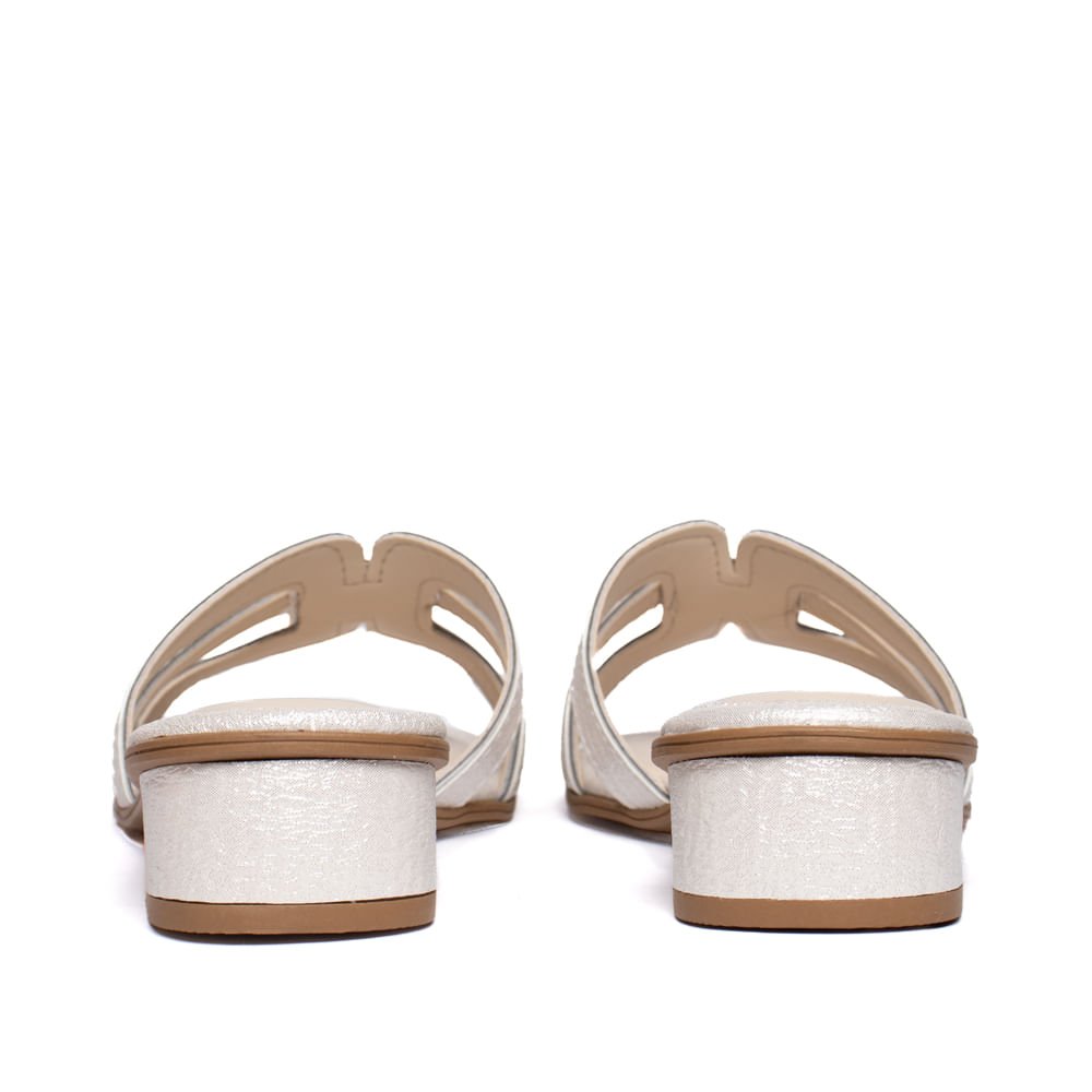 Tamanco Feminino Mississipi Salto Baixo Off White/Prata Off White 3