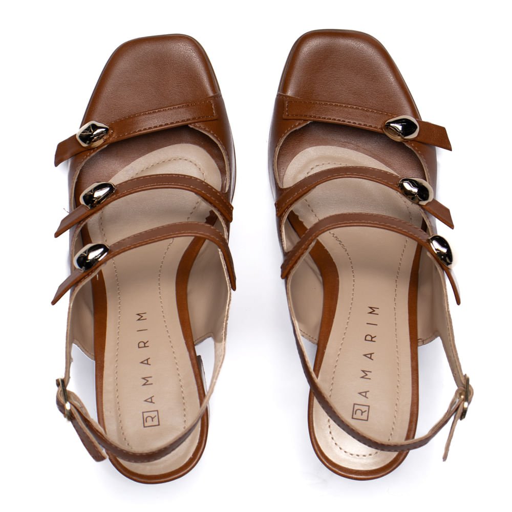 Sandália Feminina Ramarim Salto Bloco Napa Caramelo Caramelo 4