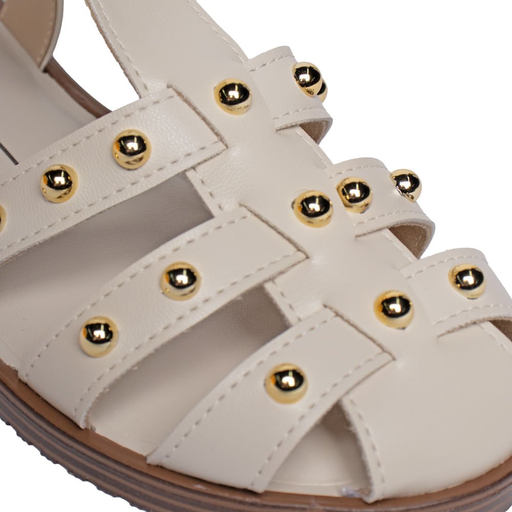 Sandália Feminina Moleca Napa Apliques Metalizados Off White Off White 5