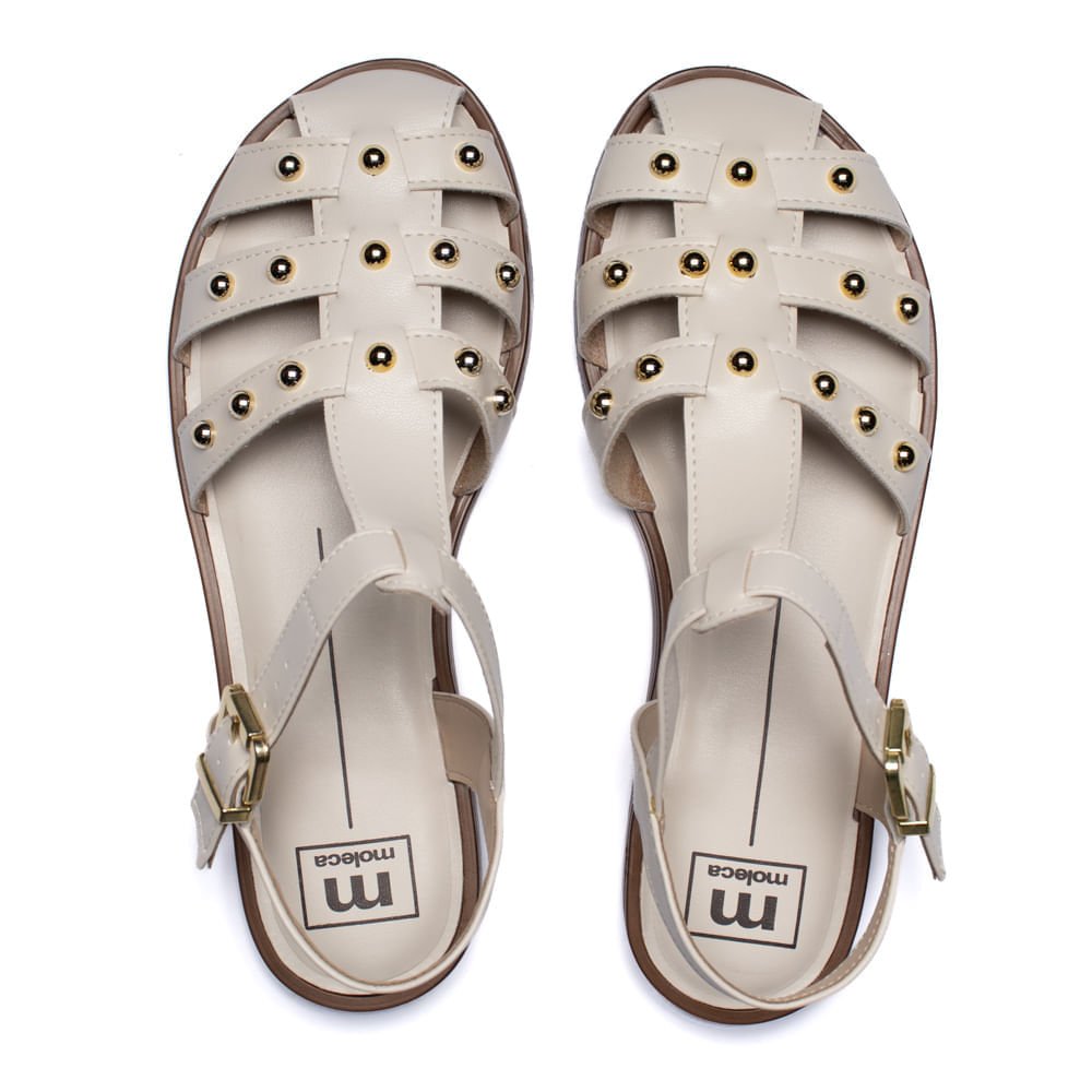 Sandália Feminina Moleca Napa Apliques Metalizados Off White Off White 4