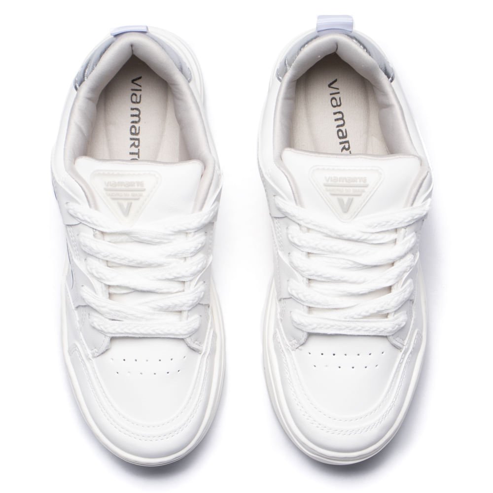 Tênis Feminino Via Marte Casual Street Branco/Prata Branco/Prata 4
