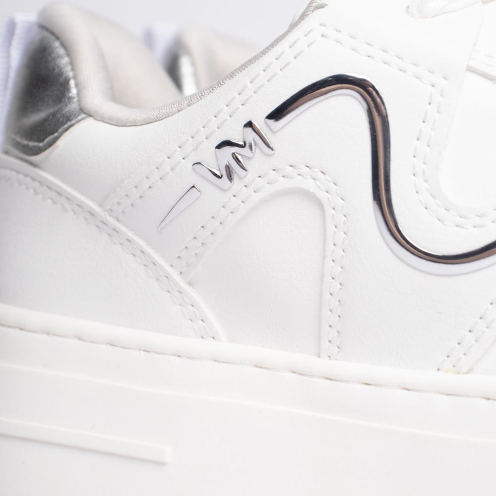 Tênis Feminino Via Marte Casual Street Branco/Prata Branco/Prata 5