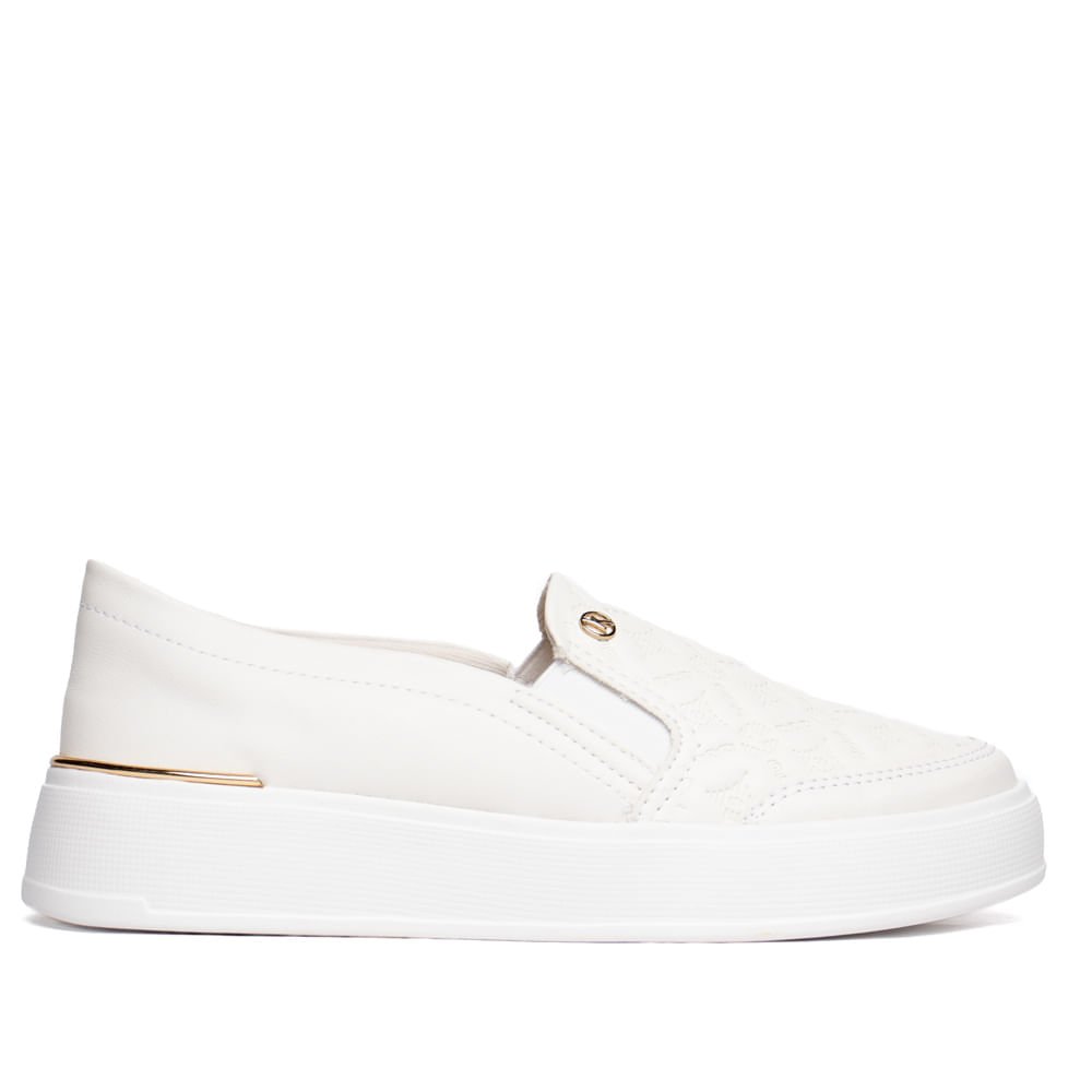 Tênis Feminino Kolosh Slip On Off White/Dourado