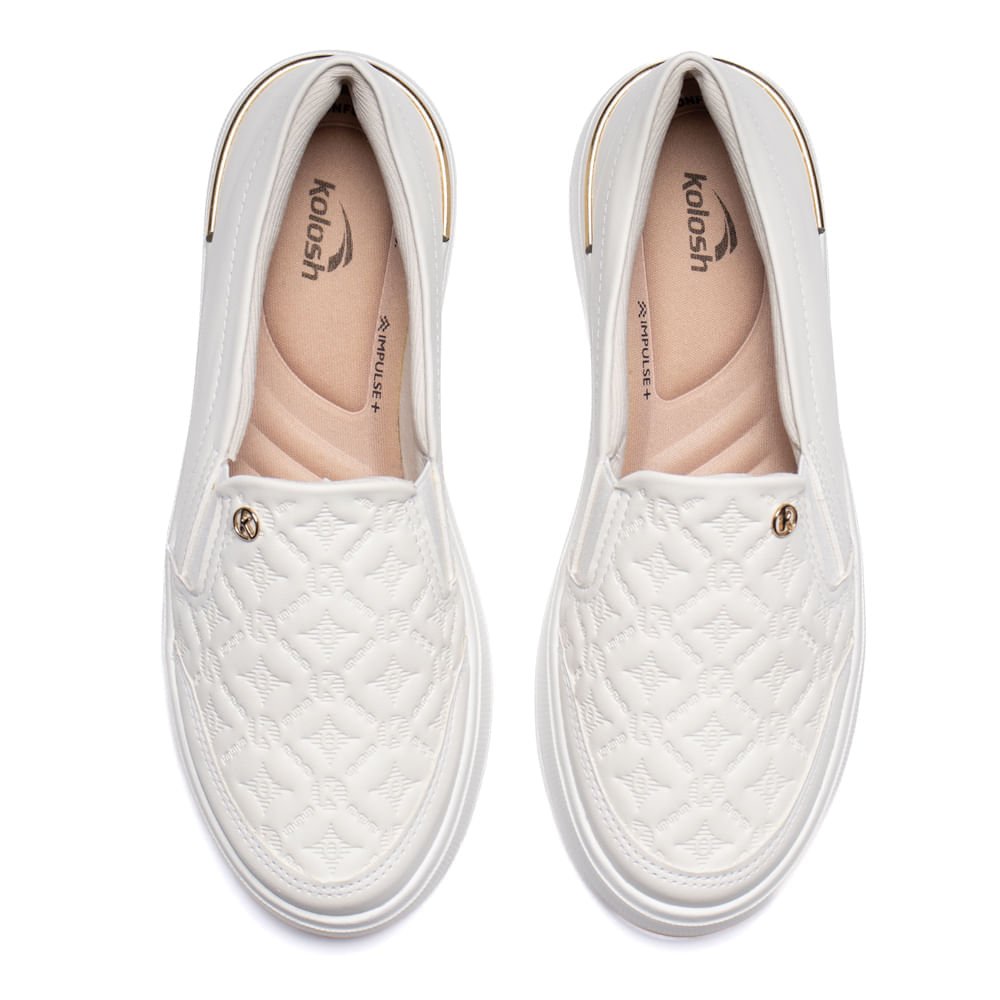 Tênis Feminino Kolosh Slip On Off White/Dourado Off White 4