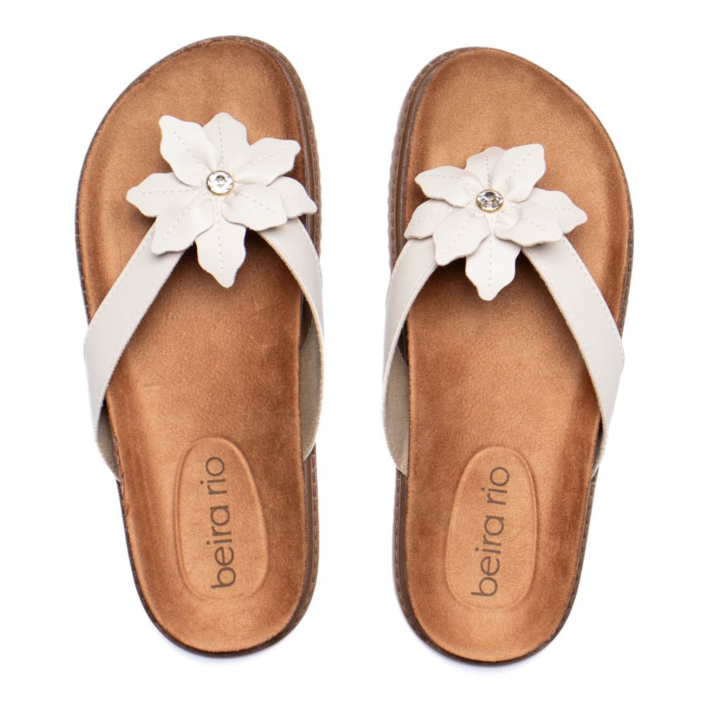 Chinelo Feminino Beira Rio Flatform Tiras Off White