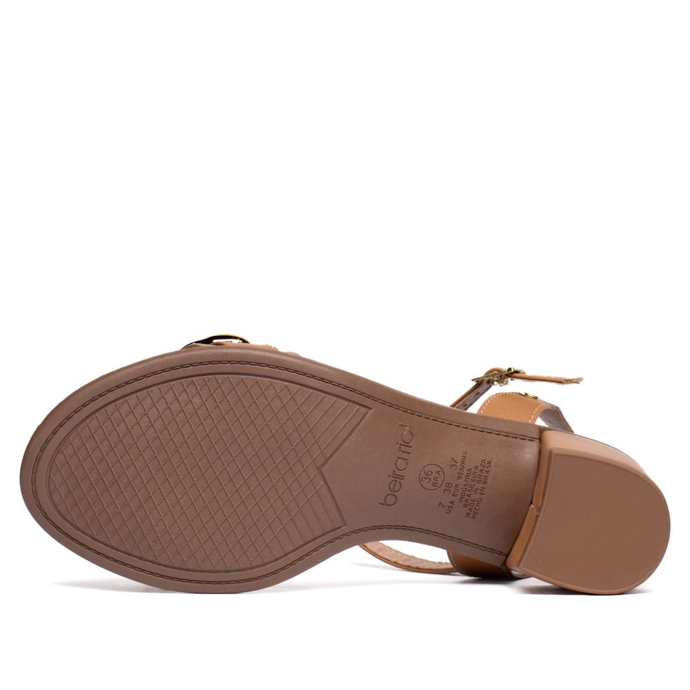 Sandália Feminina Beira Rio Salto Bloco Fivela Bege Escuro Bege Escuro 2