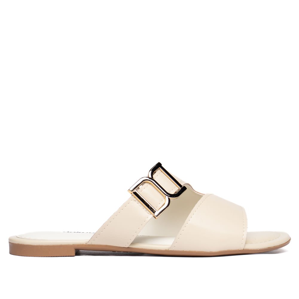 Chinelo Slide Feminino Dakota Napa Aplique Dourado Creme Creme 2
