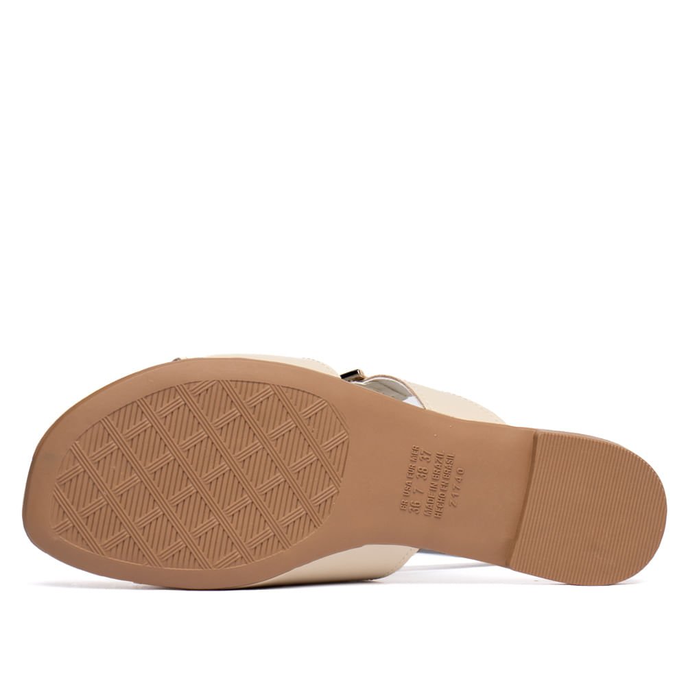 Chinelo Slide Feminino Dakota Napa Aplique Dourado Creme Creme 3