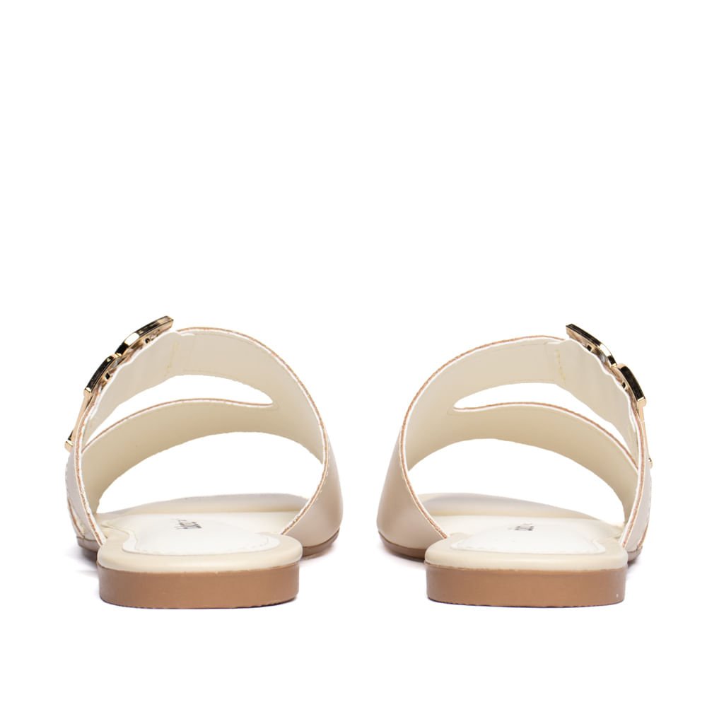 Chinelo Slide Feminino Dakota Napa Aplique Dourado Creme Creme 4